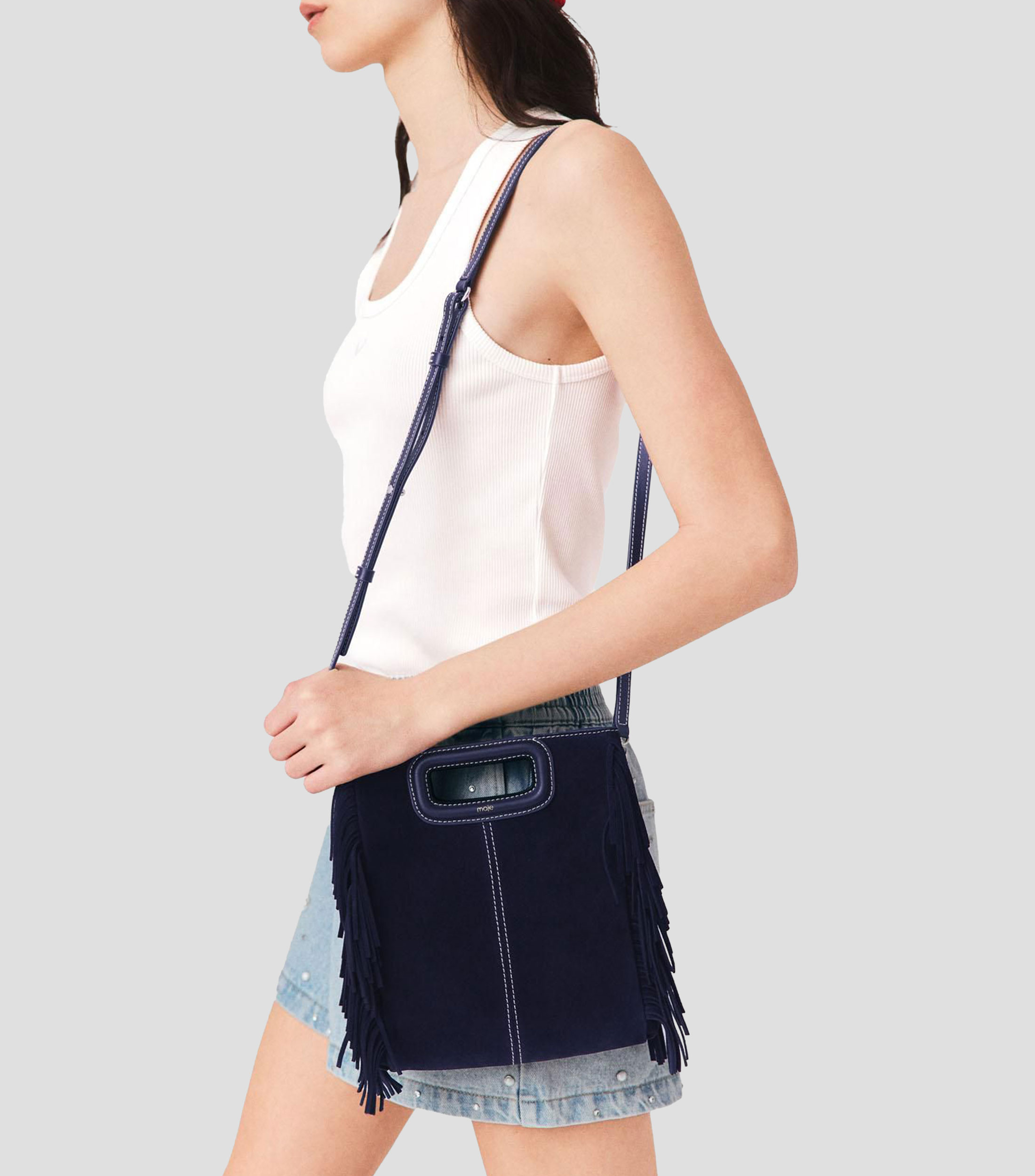 Bolsa crossbody en piel lisa Mujer
